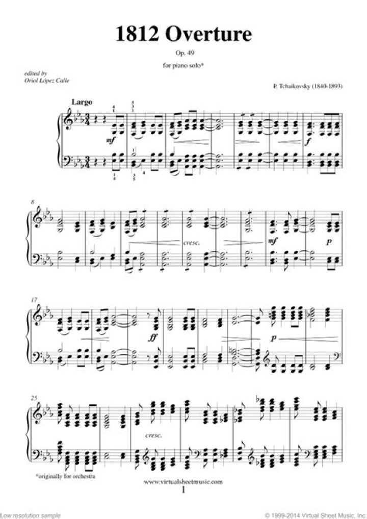 1812 Overture Piano Sheet Music PDF – Play the Historic Masterpiece
