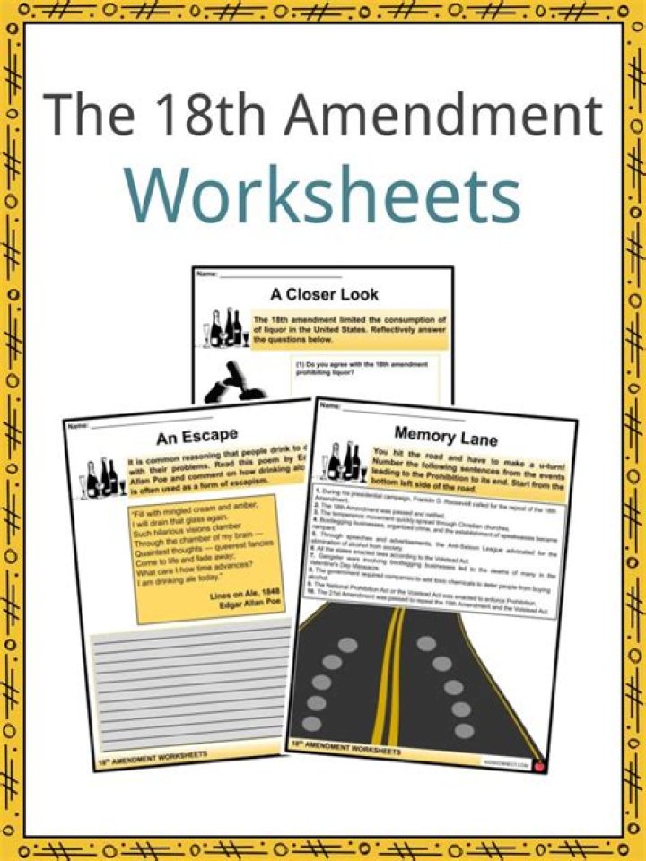 Free 18th Amendment Worksheets PDF for Students & Teachers