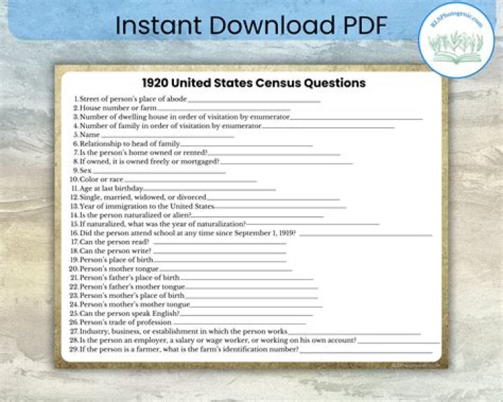 1920 Census Questions PDF: Full Historical Guide & Download