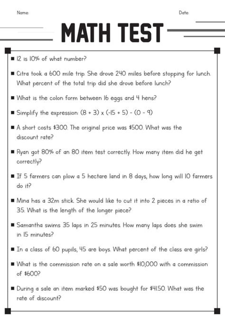 1920s 6th Grade Test PDF Worksheets & Practice Tests