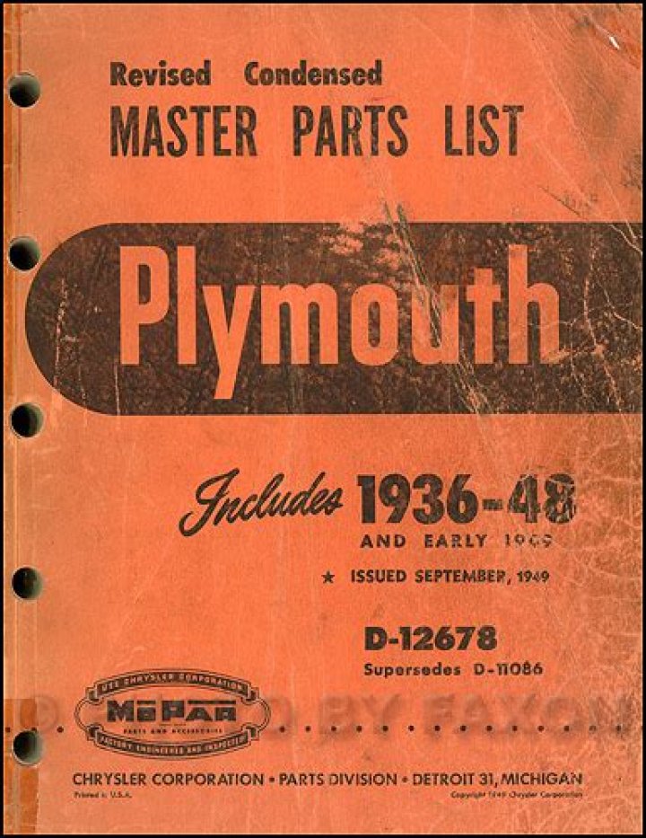 1936-48 Plymouth Master Parts List PDF – Complete Repair Guide
