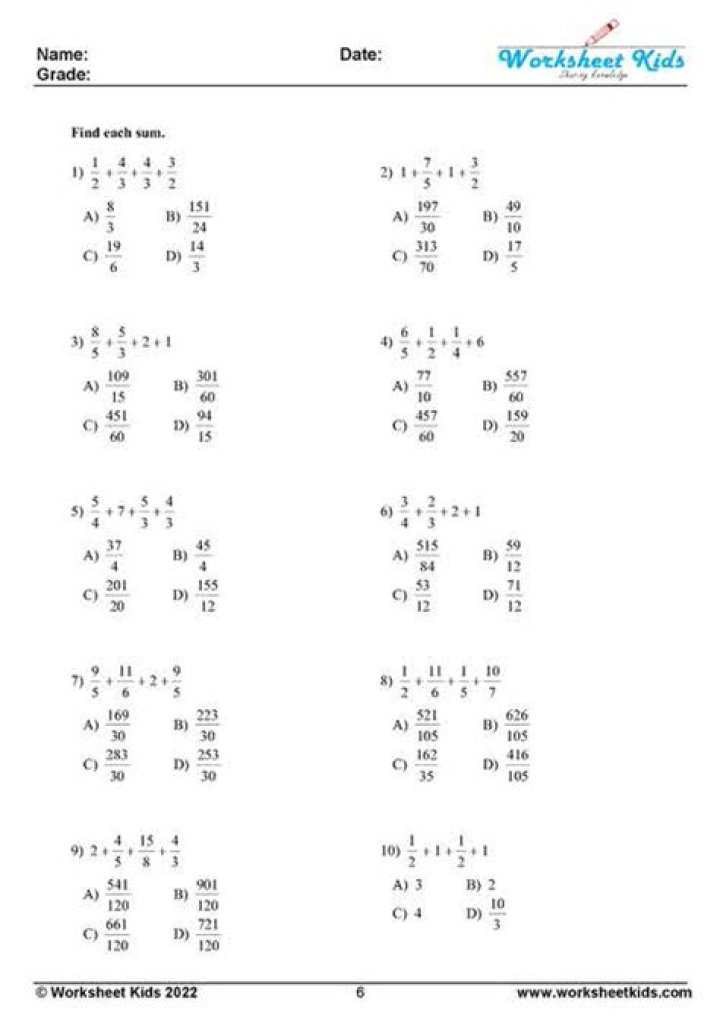 Free 1938 5th Grade Math Worksheets PDF for Instant Download