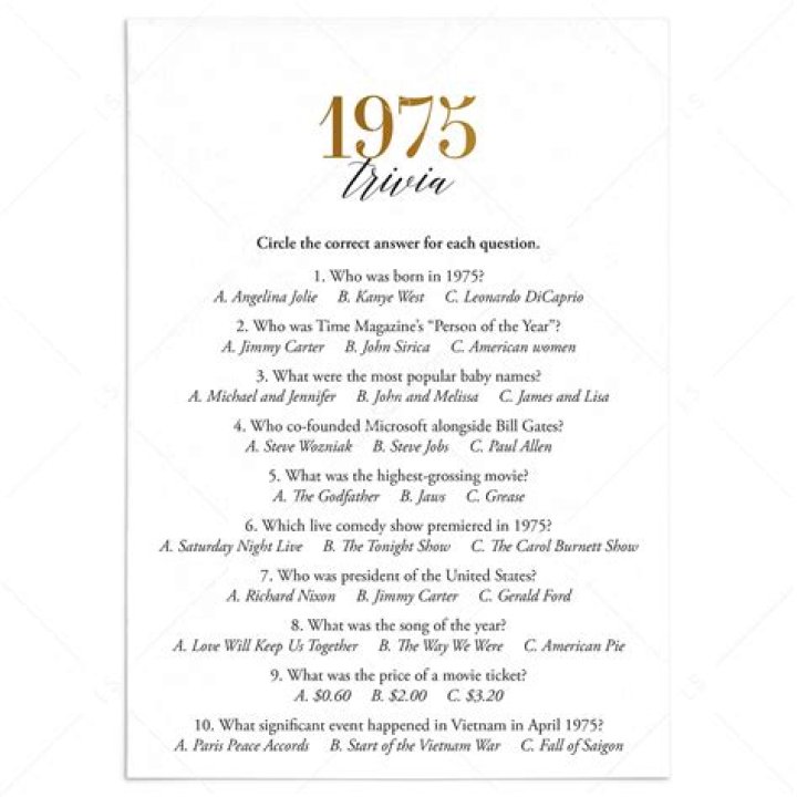 1975 Trivia Questions & Answers Printable PDF – Fun Facts You Can Print
