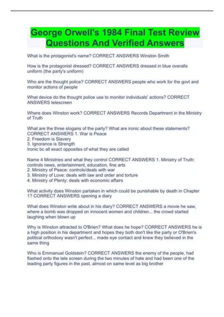 1984 George Orwell: Essential Questions & Answers PDF