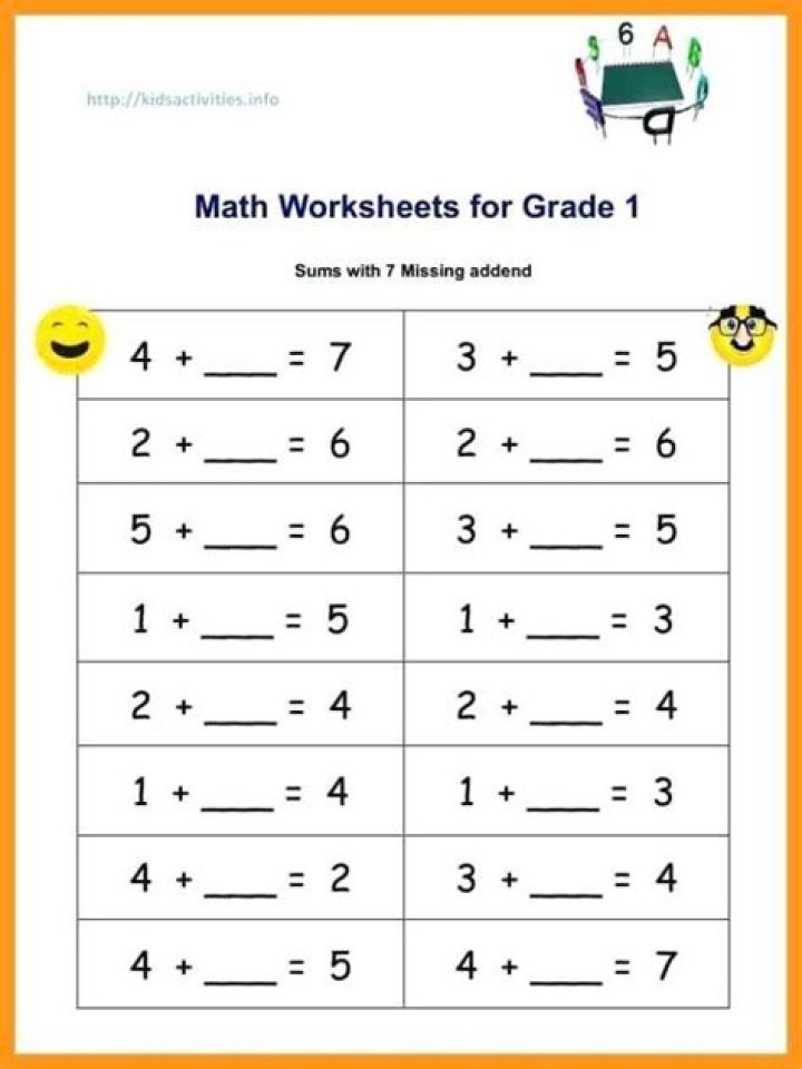 1st Class Math Worksheets PDF – Printable Free Worksheets