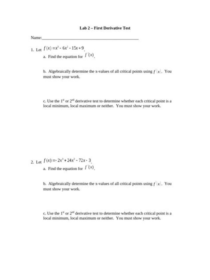 1st Derivative Test PDF: Mastering Critical Points & Optimization