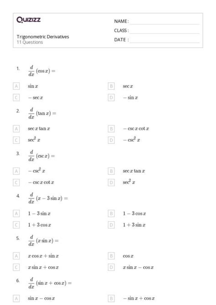 1st Derivative Test Worksheet PDF – Step-by-Step Practice & Solutions