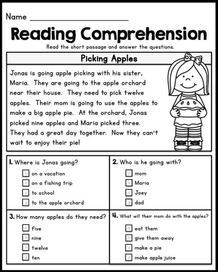 1st Grade Comprehension Worksheets PDF for Free Download