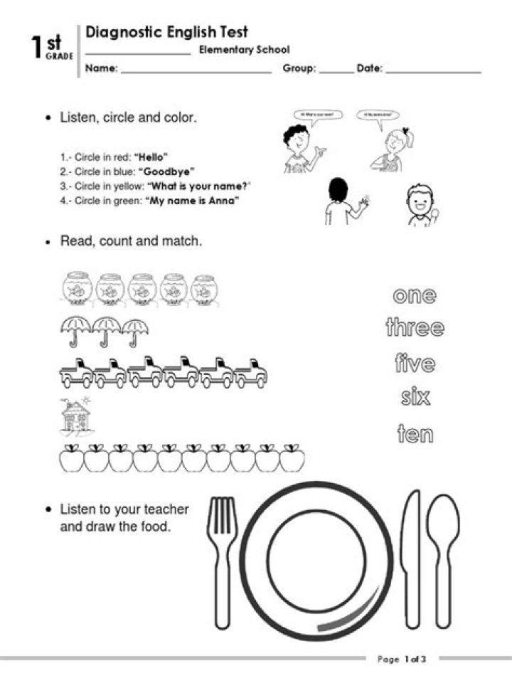 1st Grade Diagnostic Test PDF – Free Assessment Tools