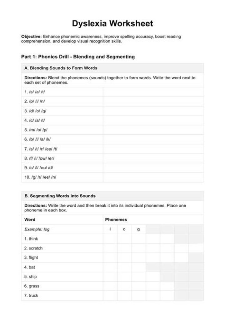 1st Grade Dyslexia Worksheets PDF – Free Printable Practice