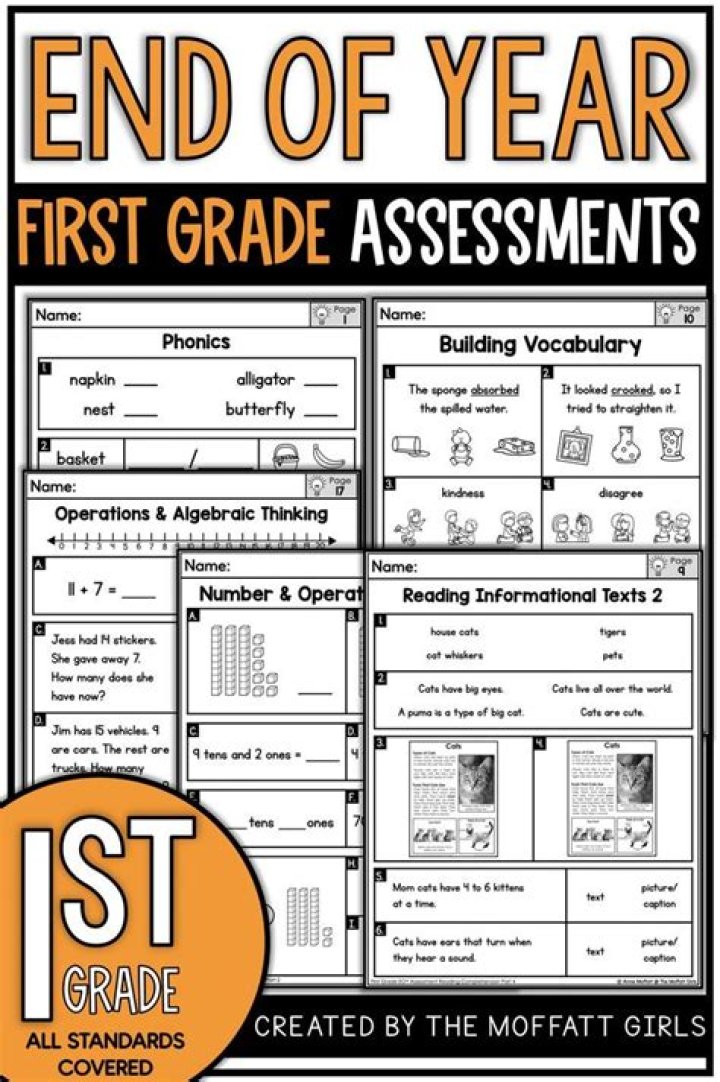 1st Grade End of Year Assessment Test PDF for Practice