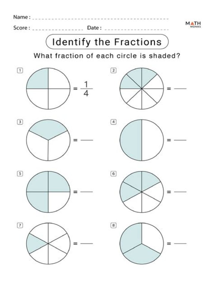 Free 1st Grade Fraction Worksheets PDF for Instant Printing