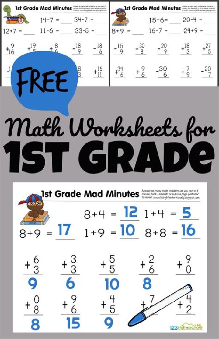 1st Grade Math Minutes PDF Worksheets for Daily Practice