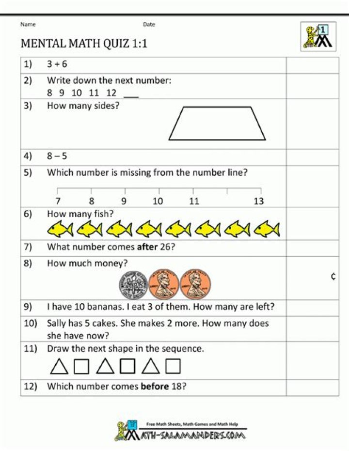 1st Grade Math Practice Test PDF – Instant Download