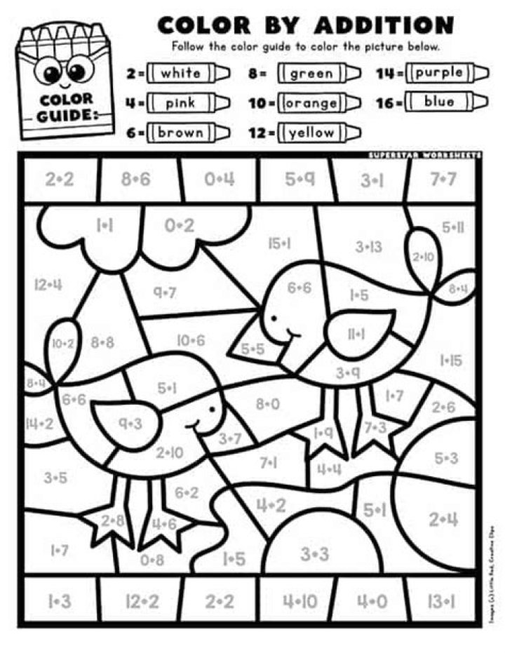 1st Grade Math Worksheet Fun Coloring PDF for Kids