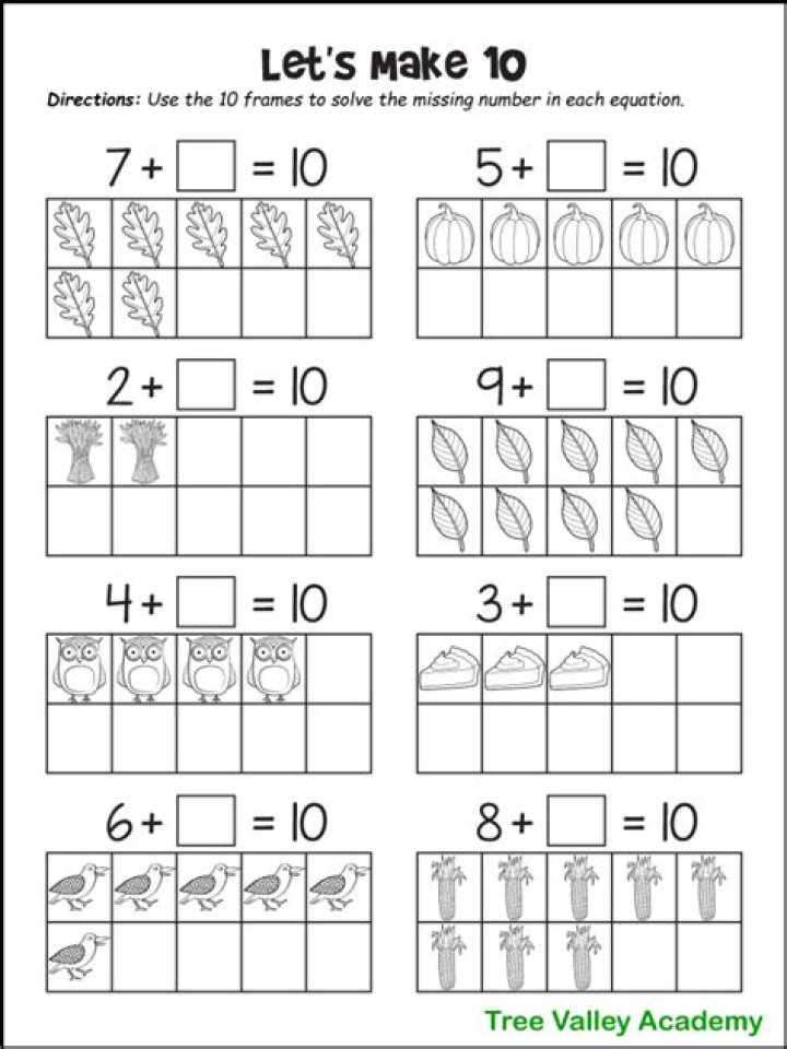 1st Grade Math Worksheets PDF 10 Frame for Early Math Skills