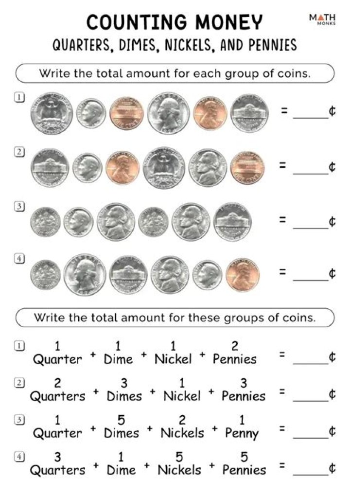 1st Grade Money Worksheets PDF – Printable Math Practice for Kids