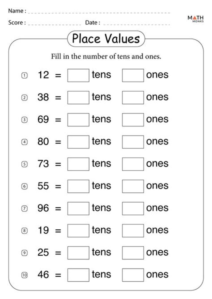 1st Grade Place Value Worksheets PDF – Printable Practice Activities