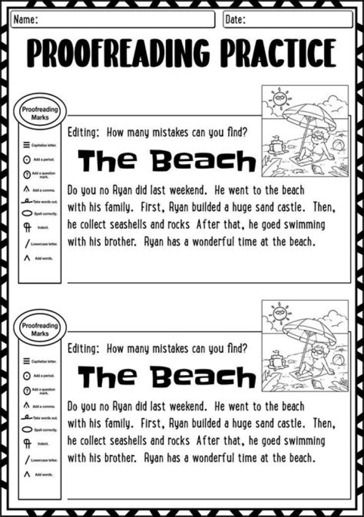 1st Grade Proofreading Worksheets PDF for Easy Download