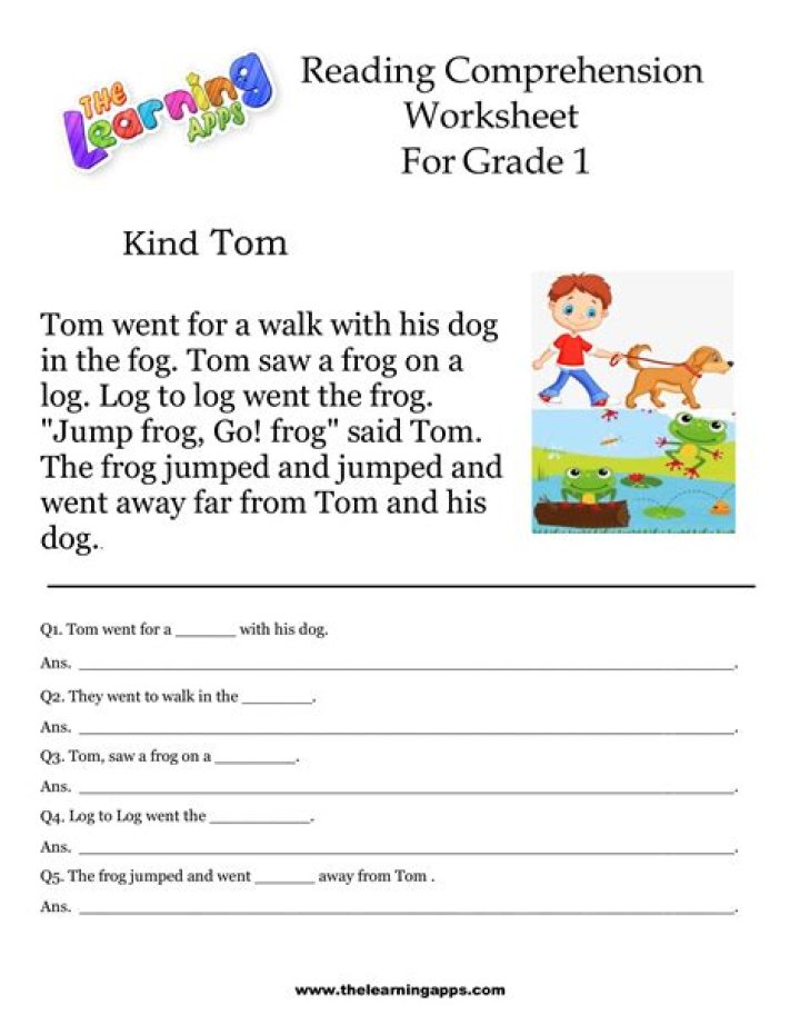 1st Grade Reading Comprehension Test PDF for Practice