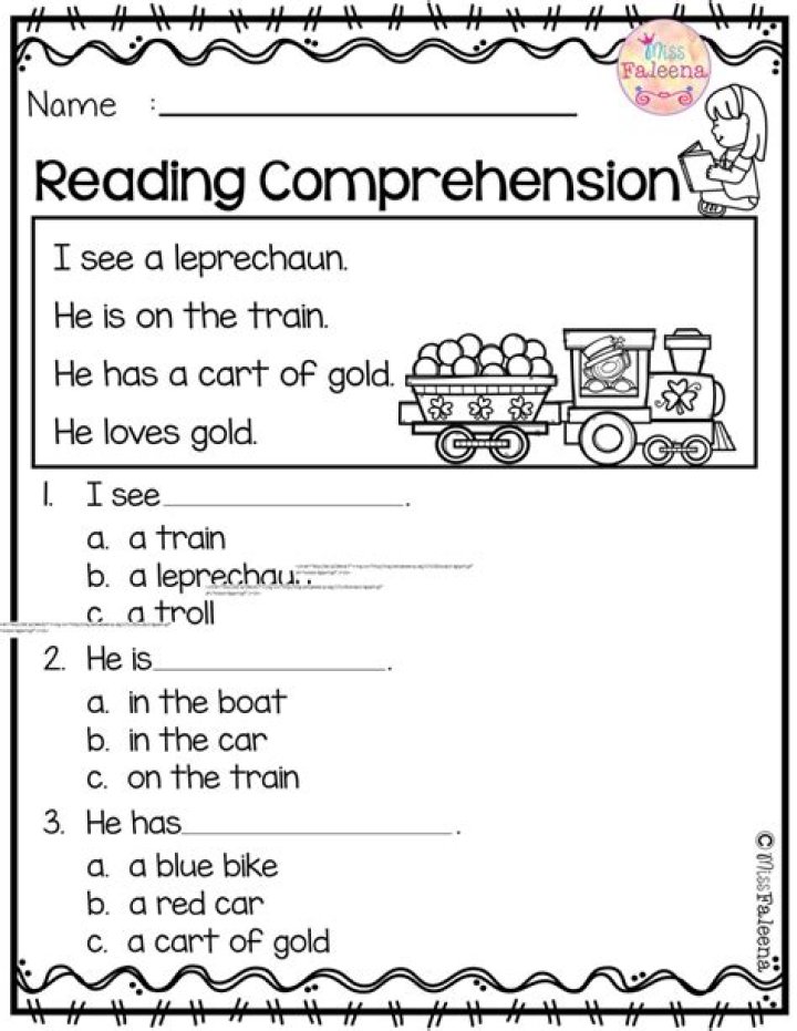 Free 1st Grade Reading Comprehension Multiple Choice Worksheets PDF