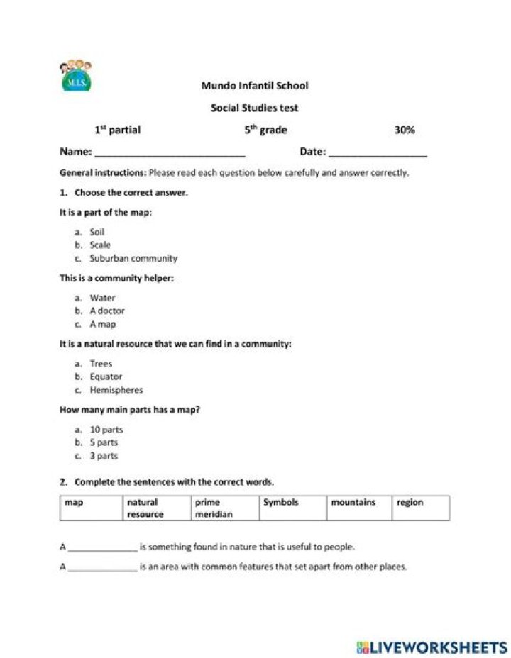 Free 1st Grade Social Studies Test PDF – Printable Practice Worksheets