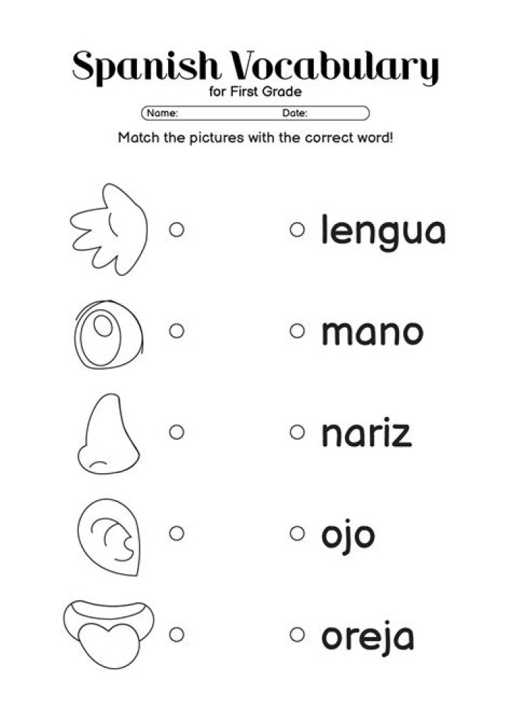 Free 1st Grade Spanish Worksheets PDF for Home & Classroom Use