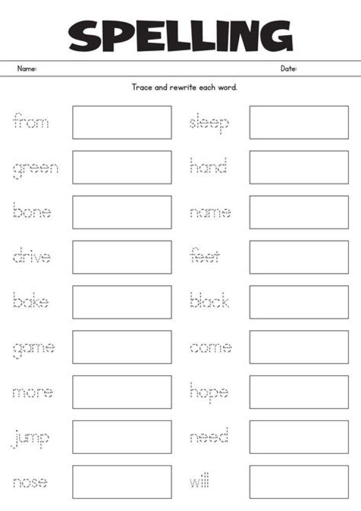Free 1st Grade Spelling Worksheets PDF for Homeschoolers & Teachers