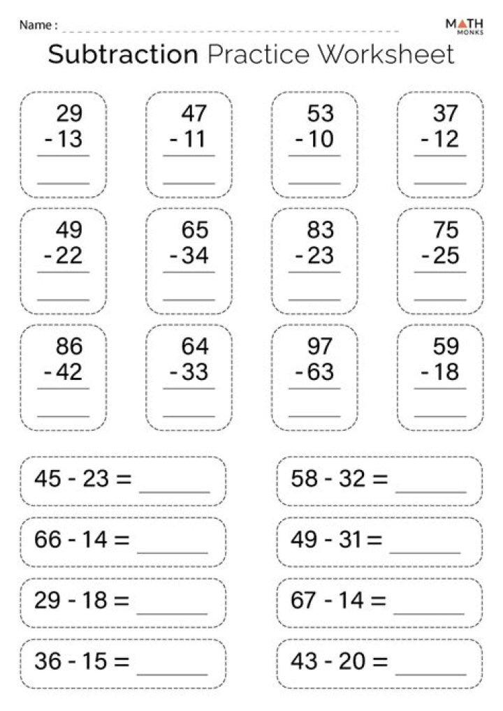 1st Grade Subtraction Worksheets PDF for Easy Homework Practice