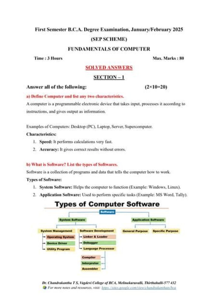 1st Year C Programming Exam Question Paper with Answers PDF