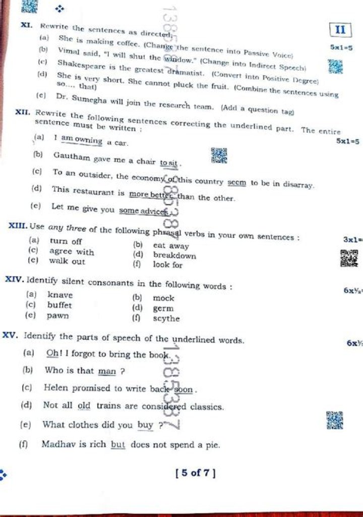 1st Year English Question Paper 2021 PDF Download