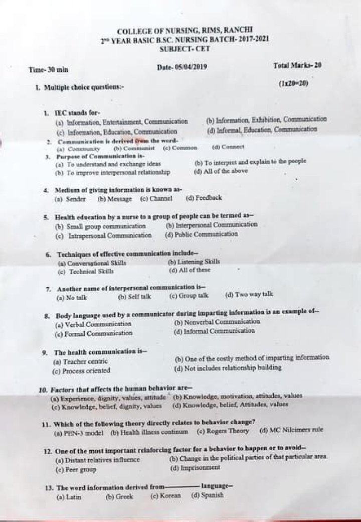 1st Year Nursing Exam Questions PDF – Perfect Study Resource