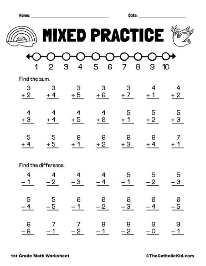 1st Grade Math Worksheets PDF – Free Printable Worksheets for Home & School