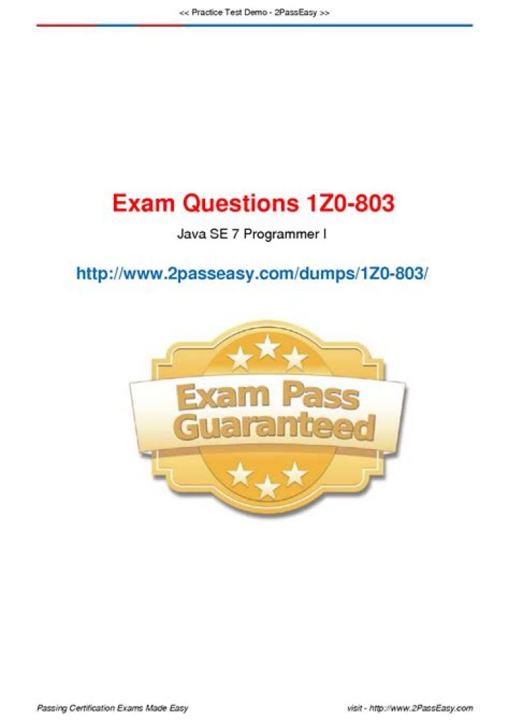 1z0-803 Exam Questions PDF – Expert Practice & Free Study Guide