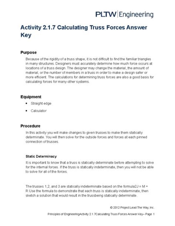 Calculating Truss Forces 2.1 7 Answer Key PDF – Step-by-Step Guide