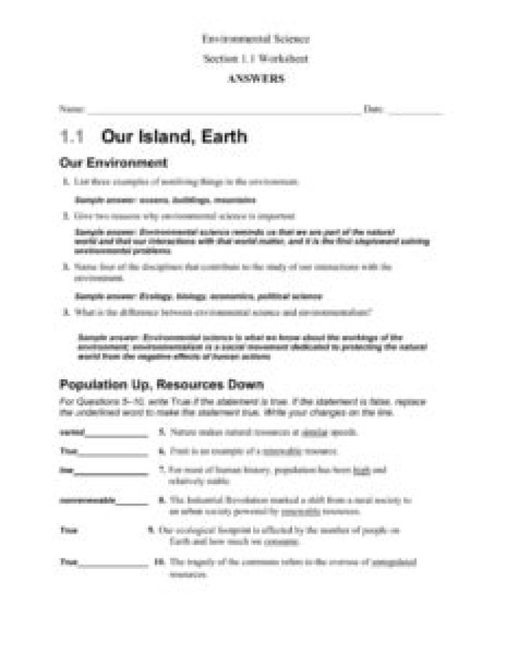 2.1 Economics Worksheet Answers: Environmental Science PDF with Complete Solutions