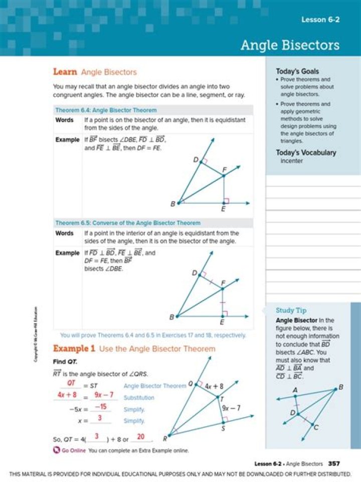 Free 2.2 Angle Bisector Worksheet PDF for Instant Practice