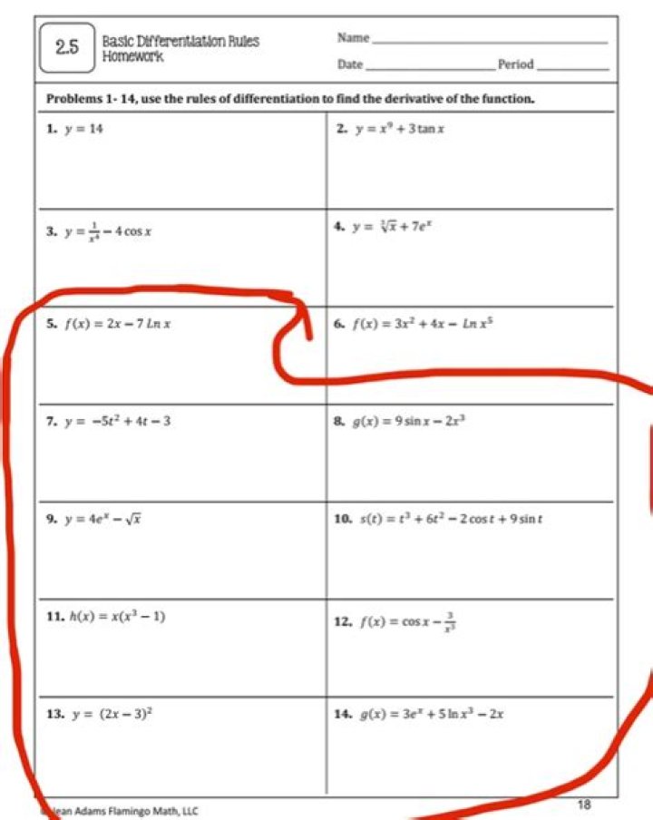 2.5 Basic Differentiation Rules Homework Answer Key PDF – Instant Download