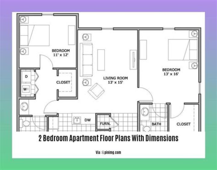 2 Bedroom Apartment Floor Plans with Dimensions PDF Download
