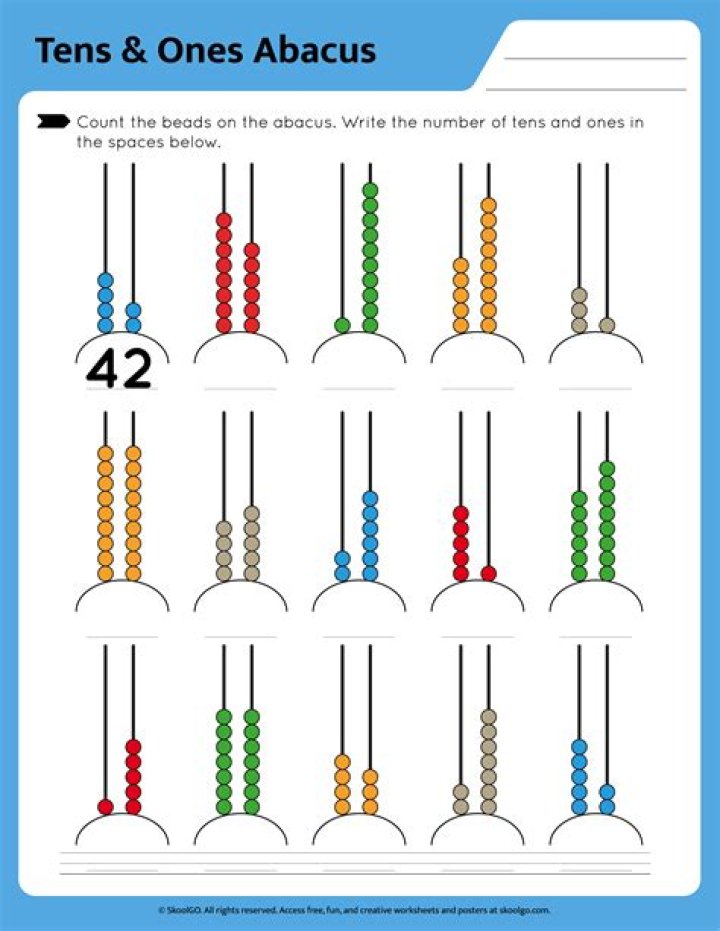 2-Digit Abacus Worksheet PDF for Easy Math Practice