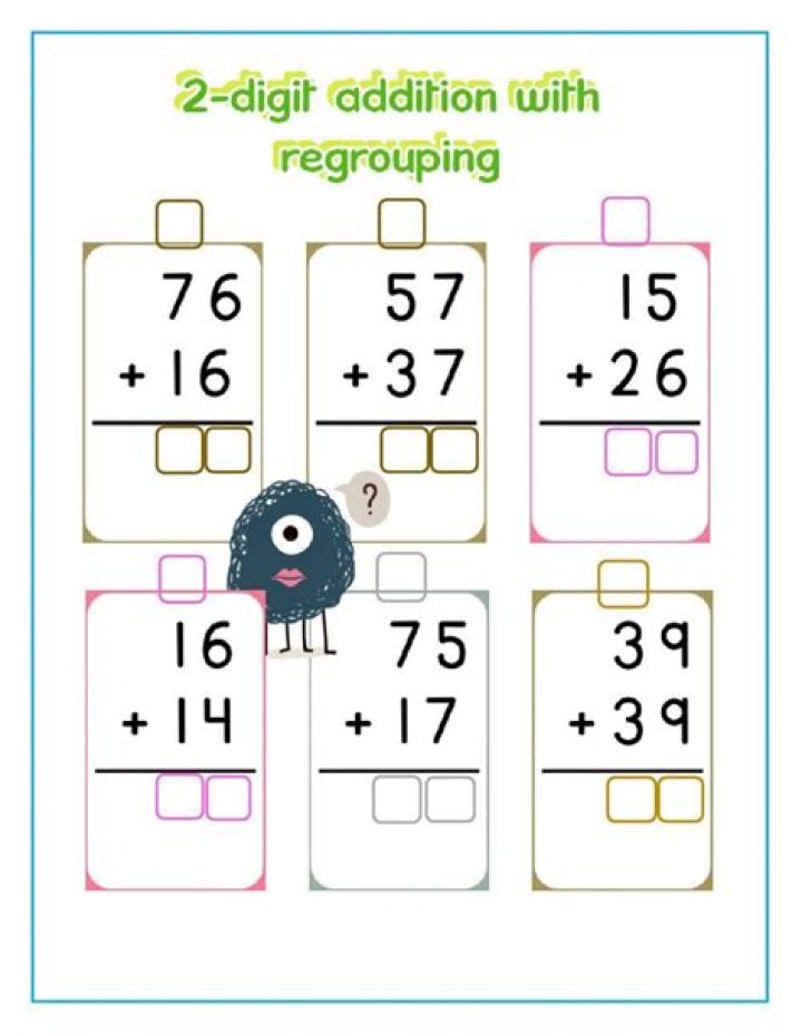 2-Digit Addition with Regrouping Worksheets for 2nd Grade - PDF