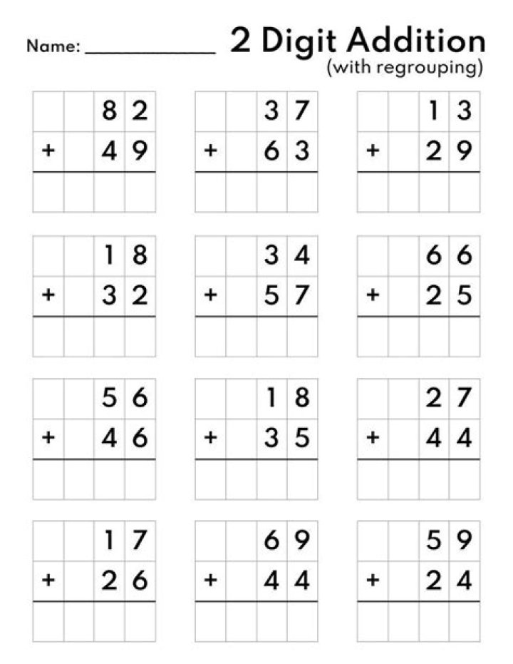 2 Digit Addition Worksheet PDF for Instant Download