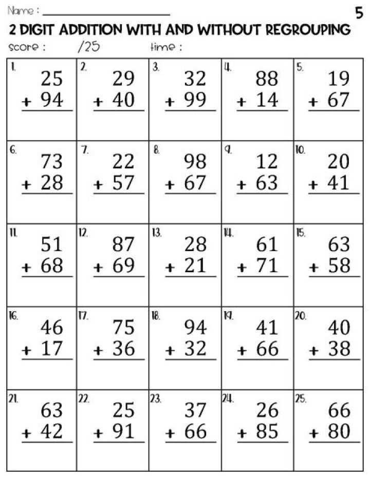 Free 2-Digit Addition Worksheet PDF for Kids