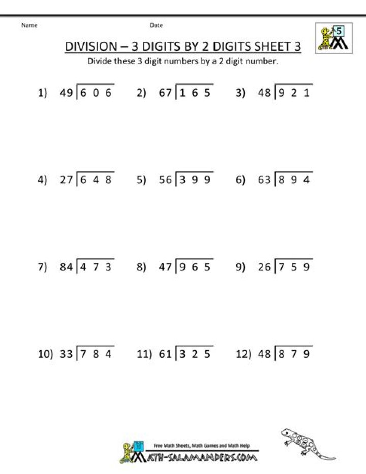 Free 2-Digit by 2-Digit Division Worksheets PDF for Instant Math Practice