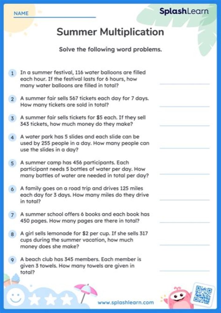 Free 2-Digit by 2-Digit Multiplication Word Problem Worksheets PDF