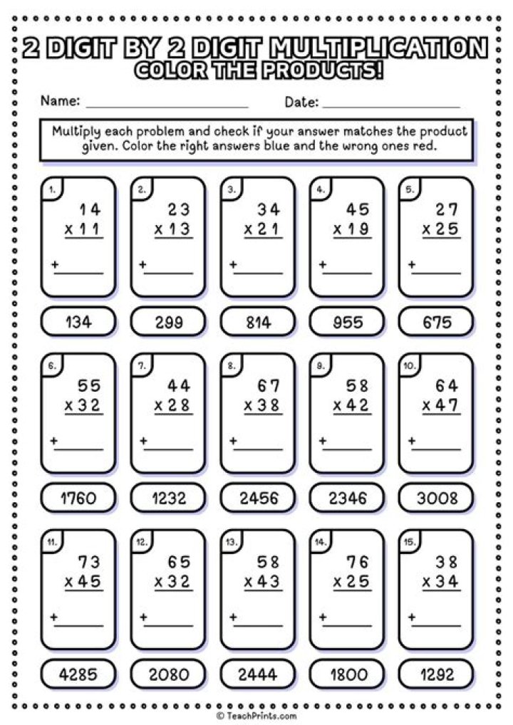 Free 2-Digit by 5-Digit Multiplication Worksheets PDF for Easy Math Practice