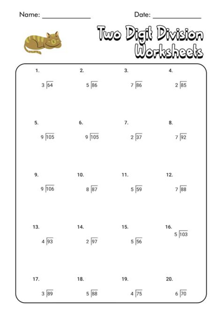 Free 2-Digit Division Worksheet PDF for Easy Math Practice