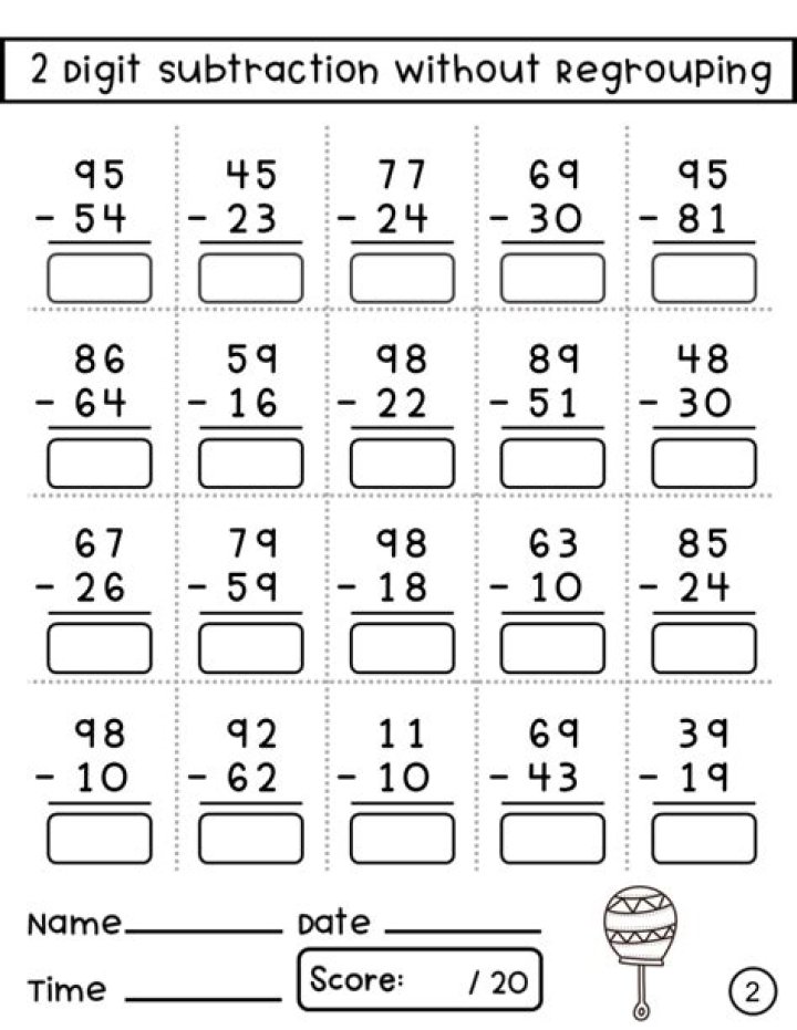Free 2 Digit Subtraction with Regrouping Worksheets for 2nd Grade PDF