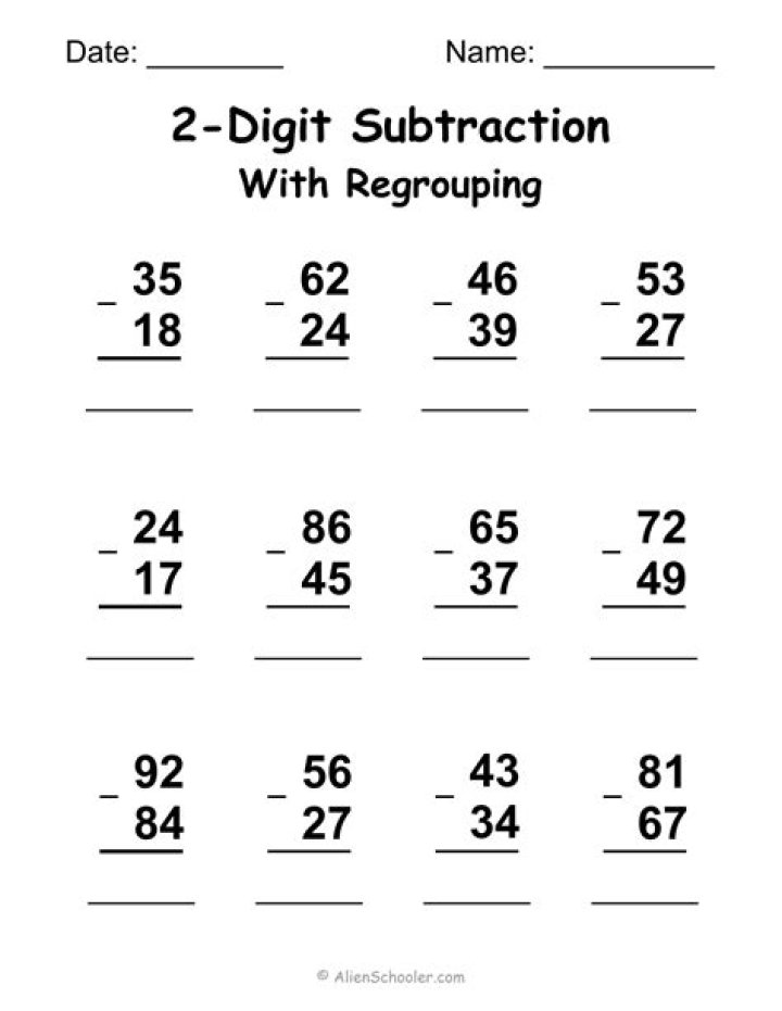Free 2-Digit Subtraction with Regrouping Worksheets PDF for Instant Practice