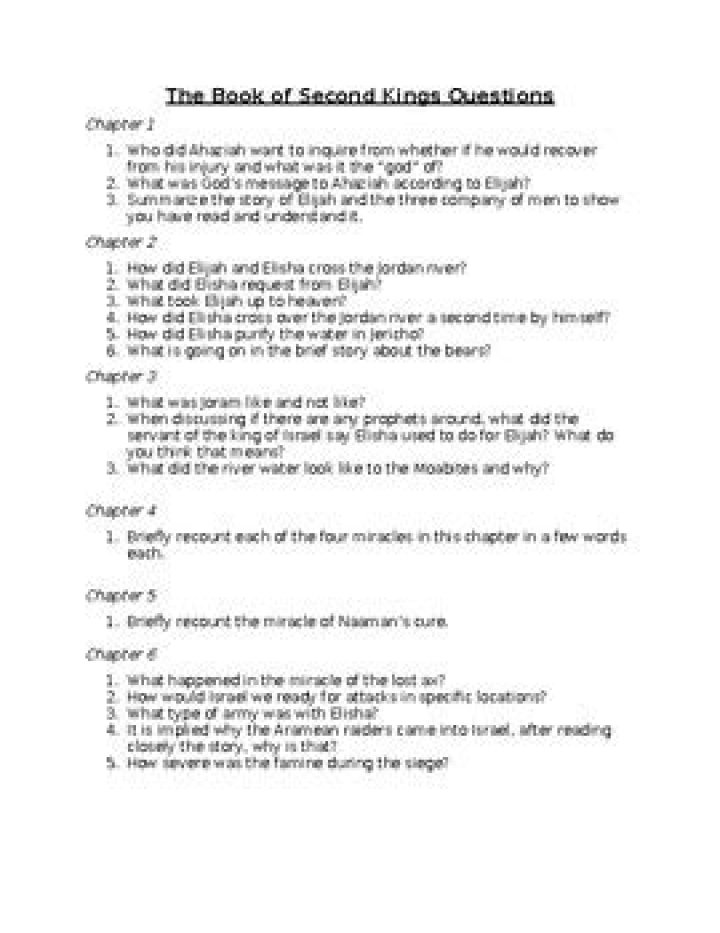 2 Kings Quiz Questions and Answers PDF – Test Your Biblical Knowledge